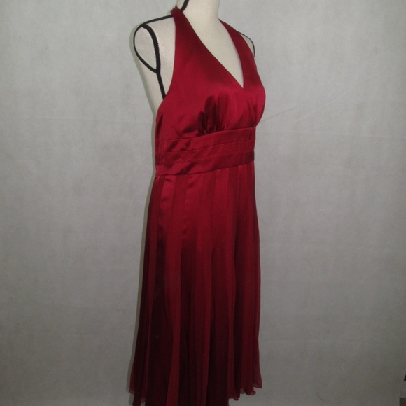 Calvin Klein Halter Dress Size 10 100% Silk Red - Picture 2 of 8